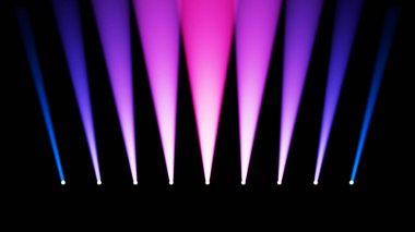 Olay Işığı Tasarımı İçin Karanlık Arkaplanda Pembe ve Mavi Renkli Sahne Işıkları