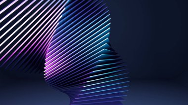 Modern Tasarım İçin Mor ve Mavili Gradyan Çizgilerin 3B Soyut Yapısı