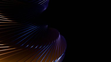 Görsel Tasarım Projeleri için Siyah Arkaplanda Akan Yapı Oluşturan Soyut Mavi ve Turuncu Çizgiler