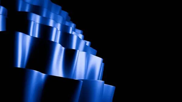 Üst üste binen dikey dalgalı katmanlı Metalik Mavi Kurdeleler