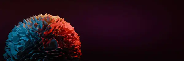 3D Soyut Heykel Mavi ve Kırmızı Yapılandırması Organik Şekil Geleceği Sanatı ve Gradyan Işıklandırması