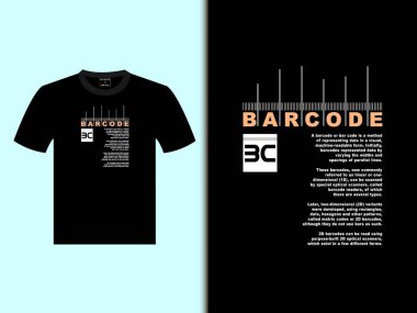 Barkod T-Shirt Tasarımı Özel Tasarım Vektör EPS