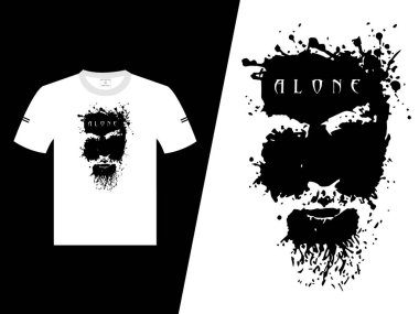 Yalnız Yaşlı Adam Vektör Tişört Tasarımı