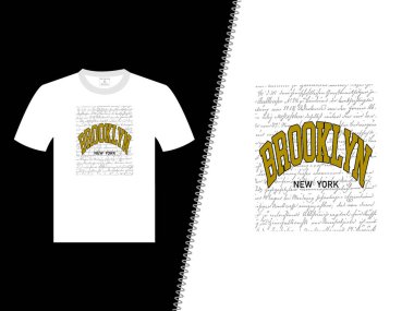 Brooklyn New York Vektör Beyaz Tişört Tasarımı