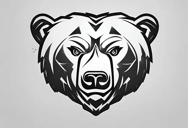 head of bear with big black and white vector illustration