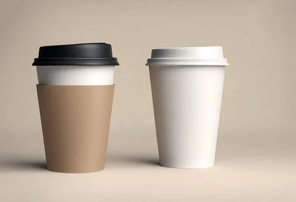 Papiertasse Kaffee Auf Dem Tisch Kaffeepapiertasse Attrappe Mit Isoliertem Hintergrund — Stockfoto