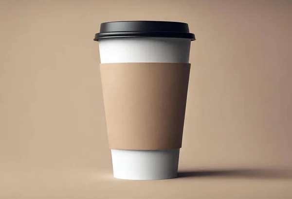 Paper cup of coffee on the table. Coffee paper cup mockup with isolated background for design v16