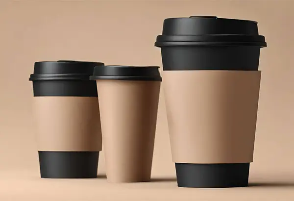 Paper cup of coffee on the table. Coffee paper cup mockup with isolated background for design v16