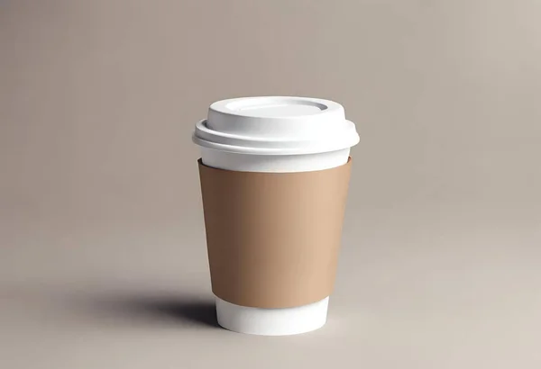 桌上放着纸杯咖啡 咖啡纸杯造型 独立背景 用于设计和品牌设计 V20 — 图库照片