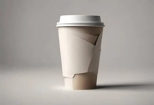 Paper cup of coffee on the table. Coffee paper cup mockup with isolated background for design and branding, v19