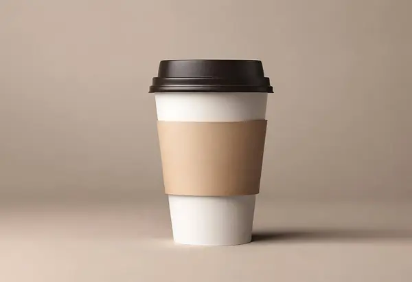 Paper cup of coffee on the table. Coffee paper cup mockup with isolated background for design and branding, v16