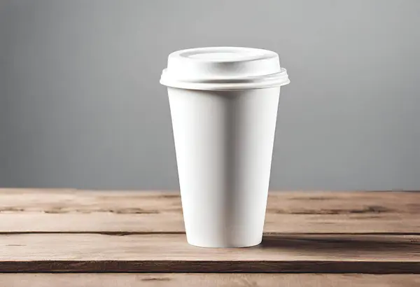 Paper cup of coffee on the table. Coffee paper cup mockup with isolated background for design and branding, v10