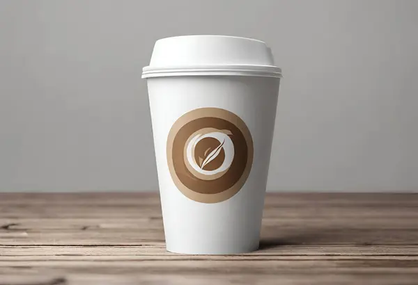 Paper cup of coffee on the table. Coffee paper cup mockup with isolated background for design and branding, v4