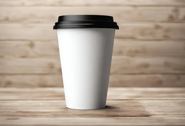 Paper cup of coffee on the table. Coffee paper cup mockup with isolated background for design and branding