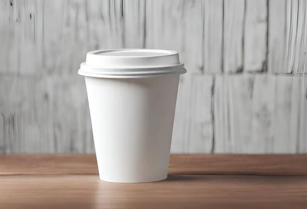 Paper cup of coffee on the table. Coffee paper cup mockup with isolated background, v19
