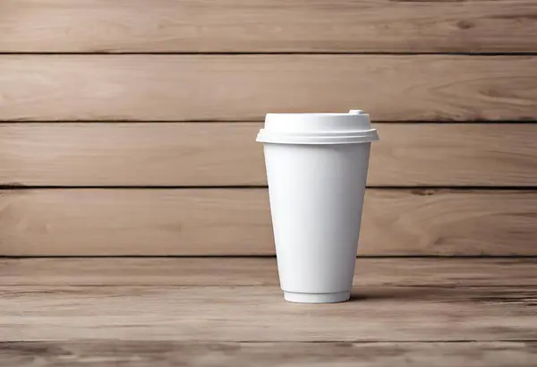 Paper cup of coffee on the table. Coffee paper cup mockup with isolated background, v18