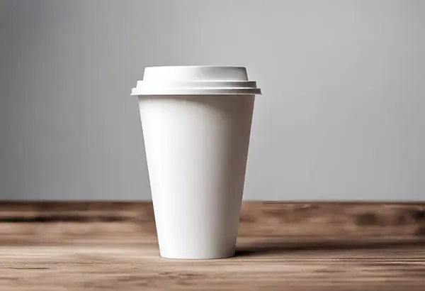 Paper cup of coffee on the table. Coffee paper cup mockup with isolated background, v17