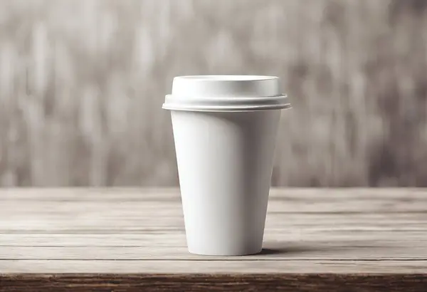 Paper cup of coffee on the table. Coffee paper cup mockup with isolated background, v16