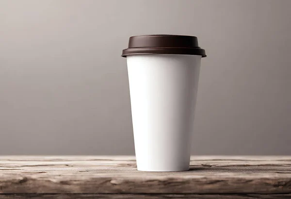 Paper cup of coffee on the table. Coffee paper cup mockup with isolated background, v15