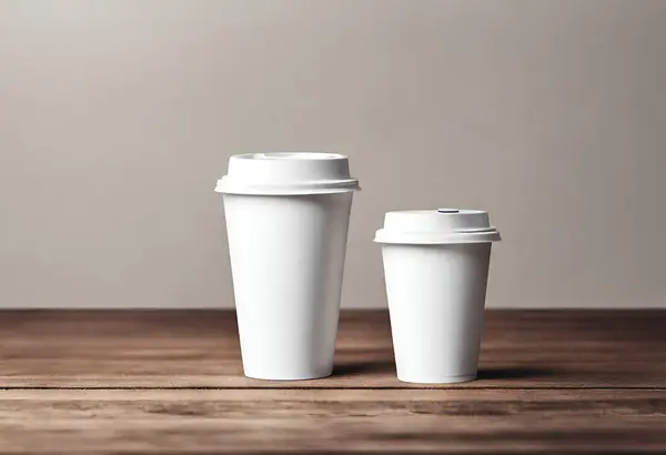 Paper cup of coffee on the table. Coffee paper cup mockup with isolated background, v14