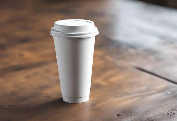 Paper cup of coffee on the table. Coffee paper cup mockup with isolated background, v9