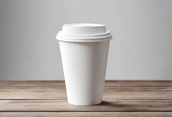 Paper cup of coffee on the table. Coffee paper cup mockup with isolated background, v8