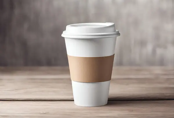 Paper cup of coffee on the table. Coffee paper cup mockup with isolated background, v5