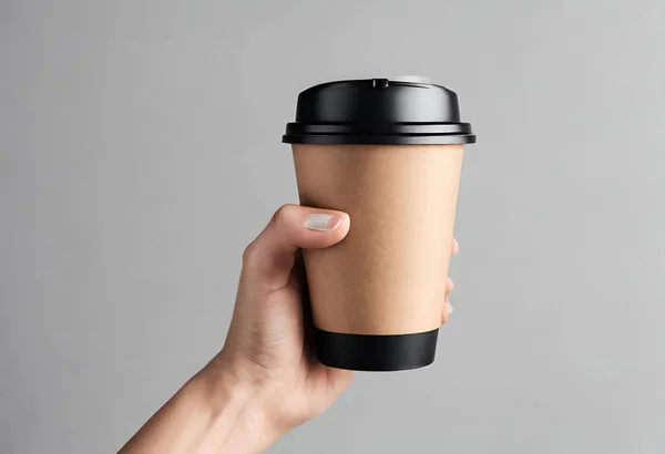 Paper cup of coffee on the table. Coffee paper cup mockup. isolated on background, v31