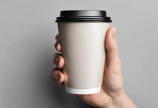 Paper cup of coffee on the table. Coffee paper cup mockup. isolated on background, v30