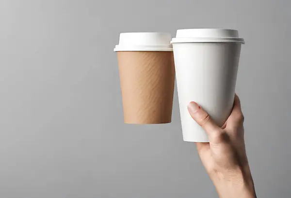 Paper cup of coffee on the table. Coffee paper cup mockup. isolated on background, v8