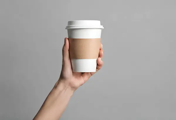 Paper cup of coffee on the table. Coffee paper cup mockup. isolated on background, v7