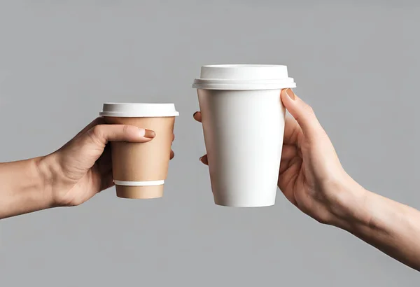 Paper cup of coffee on the table. Coffee paper cup mockup. isolated on background, v2
