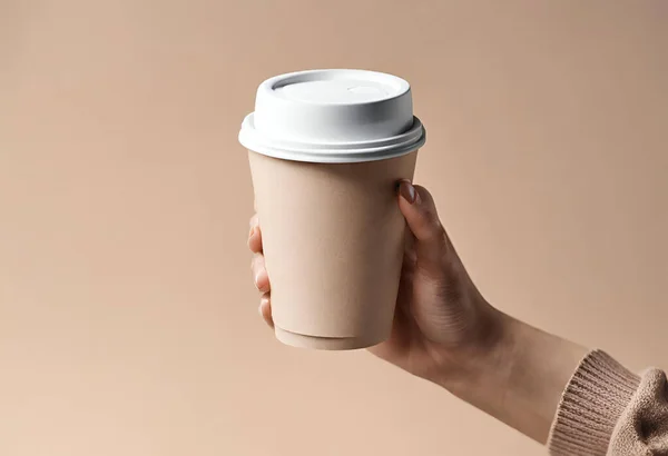 Paper cup of coffee on the table. Coffee paper cup mockup. isolated on background, v1