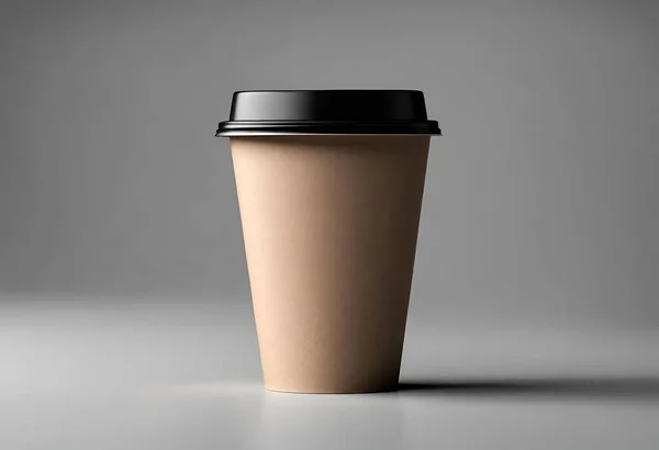 Paper cup of coffee on the table. Coffee paper cup mockup. isolated on gray background, v1