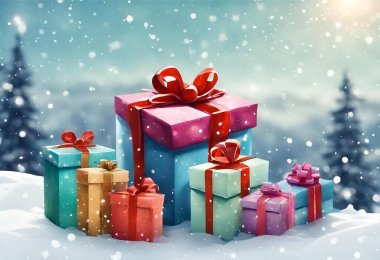 Ahşap arka planda Noel hediyesi kutusu v1