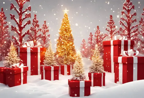 Hediye kutuları ve Noel ağacı v1 ile Noel arkaplanı