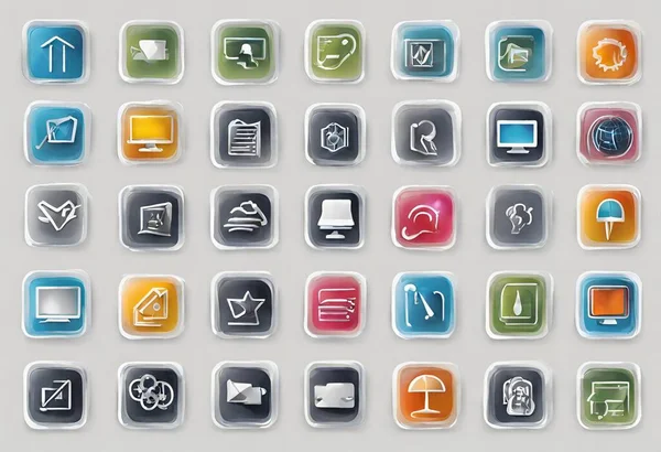Set of icons for social network and logo, v8