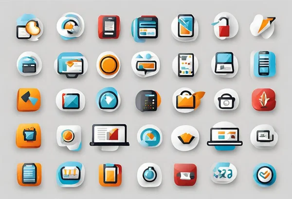 Set Von Symbolen Für Soziales Netzwerk Und Logo — Stockfoto