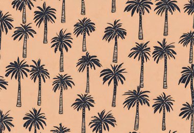 Dikensiz palmiye ağaçları. vektör el çizimi