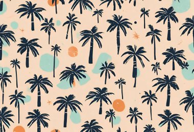 Palmiye ağaçları ve tropikal çiçeklerle kusursuz yaz arkaplanı