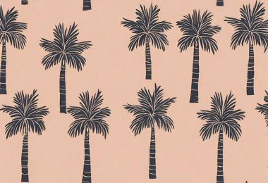 palmiye ağaçları ile suluboya arkaplan.