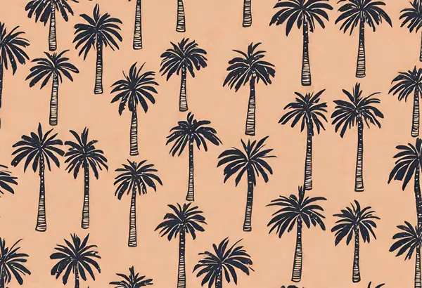 Dikensiz palmiye ağaçları. vektör el çizimi