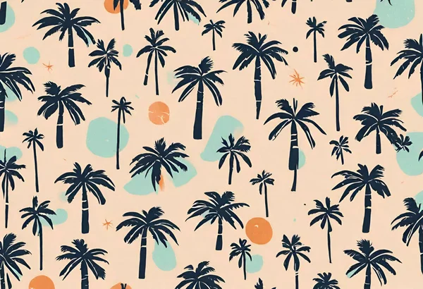 Palmiye ağaçları ve tropikal çiçeklerle kusursuz yaz arkaplanı