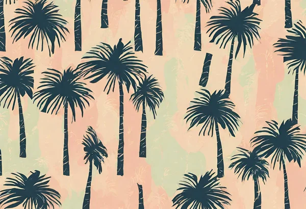 Palmiye ağaçlarıyla kusursuz desen. Vektör illüstrasyonu