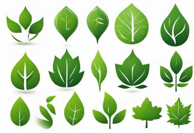 Yeşil yaprak ikonları. vektör illüstrasyonu.