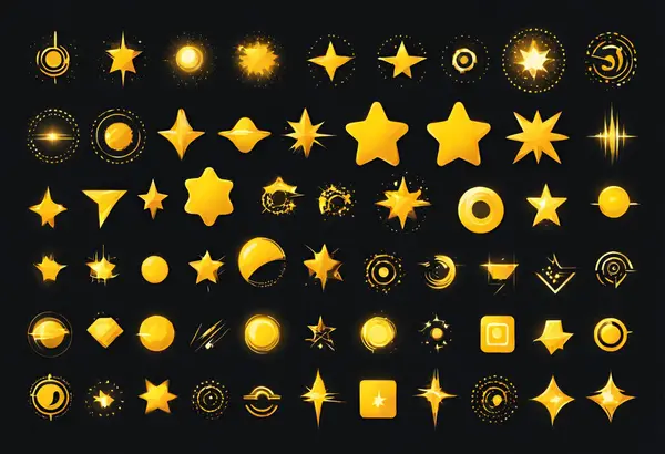 gold star set. vector illustration