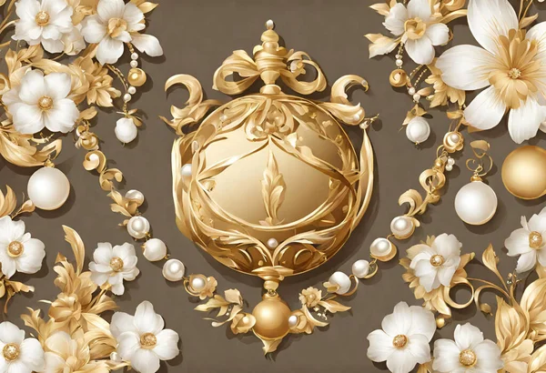 luxury gold ornament, 3 d illustration