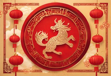 Çince kağıt kesim stili olan Çin kırmızı Çin feneri, Çince yeni yıl ve Çince karakterler..