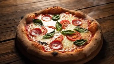 Biberli, domatesli ve fesleğenli bir pizza. Yenmeye hazırım.!