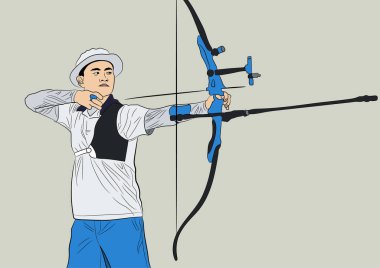 Bir ok Atan Atletizm Okçusunun Vektör İllüstrasyonu